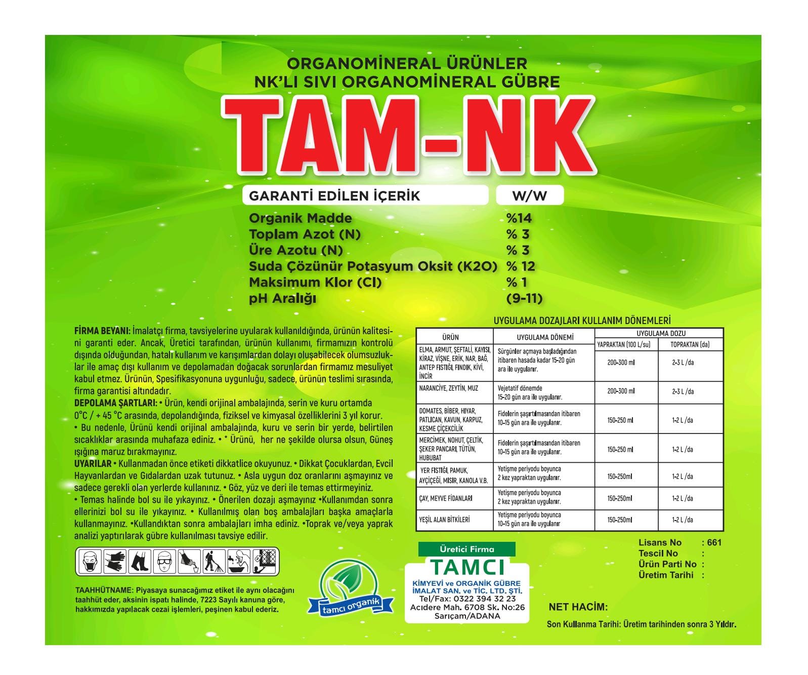 Tam NK – Organomineral Gübre